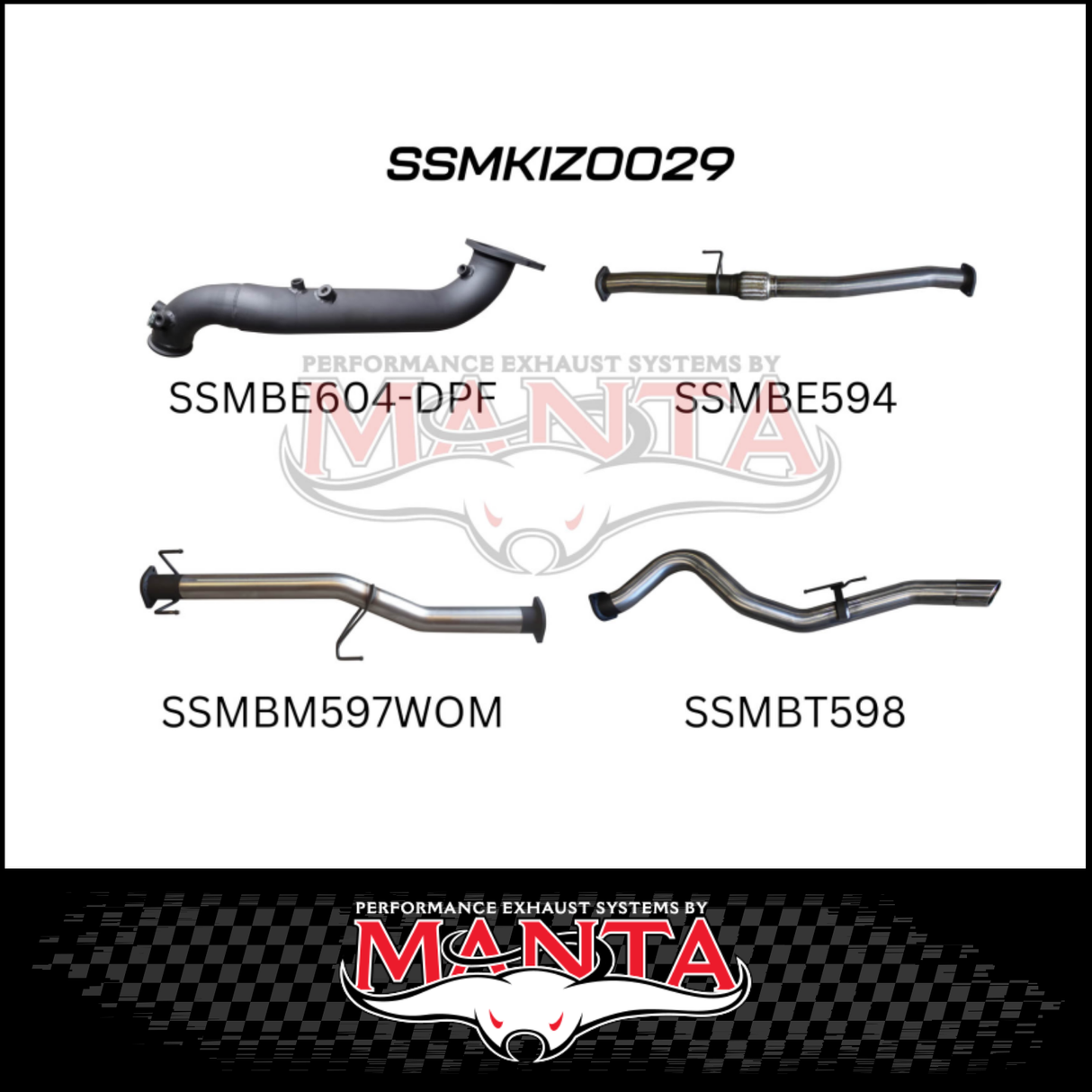 MANTA 3" TURBO BACK EXHAUST SYSTEM (DPF DELETE) FITS ISUZU D-MAX TF 3.0L TD 4CYL 2016-6/2020 - CAT/HOTDOG (MKIZ0026)