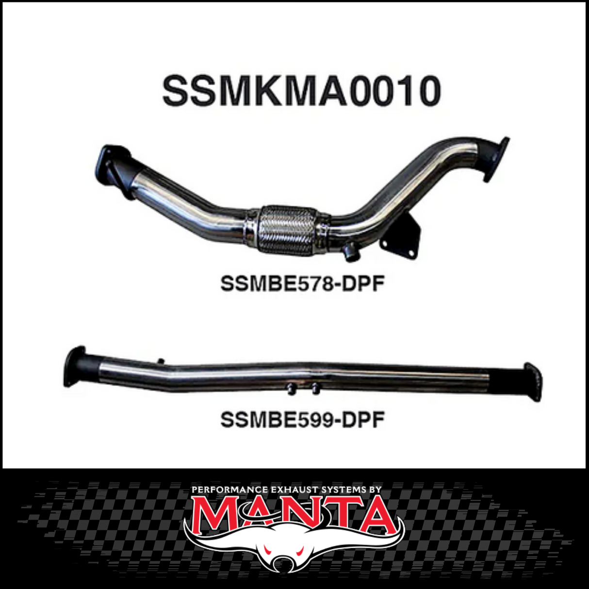 MANTA 3" STAINLESS STEEL DPF DELETE FITS MAZDA BT-50 UR 3.2L TD 5CYL 2016-2020 - WITH CAT (SSMKMA0011)