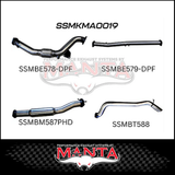 MANTA 3" TURBO BACK EXHAUST SYSTEM (DPF DELETE) FITS MAZDA BT-50 UR 3.2L TD 5CYL 2016-2020 - CAT/HOTDOG (MKMA0021)