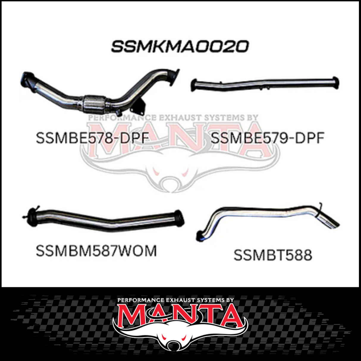 MANTA 3" TURBO BACK EXHAUST SYSTEM (DPF DELETE) FITS MAZDA BT-50 UR 3.2L TD 5CYL 2016-2020 - CAT/HOTDOG (MKMA0021)