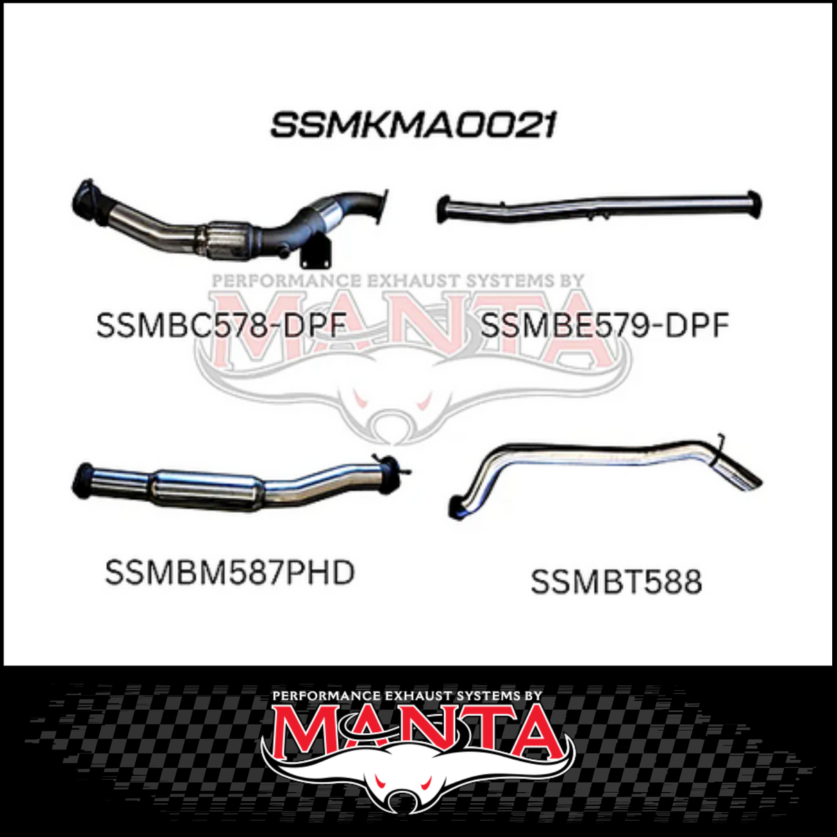 MANTA 3" TURBO BACK EXHAUST SYSTEM (DPF DELETE) FITS MAZDA BT-50 UR 3.2L TD 5CYL 2016-2020 - CAT/HOTDOG (MKMA0021)