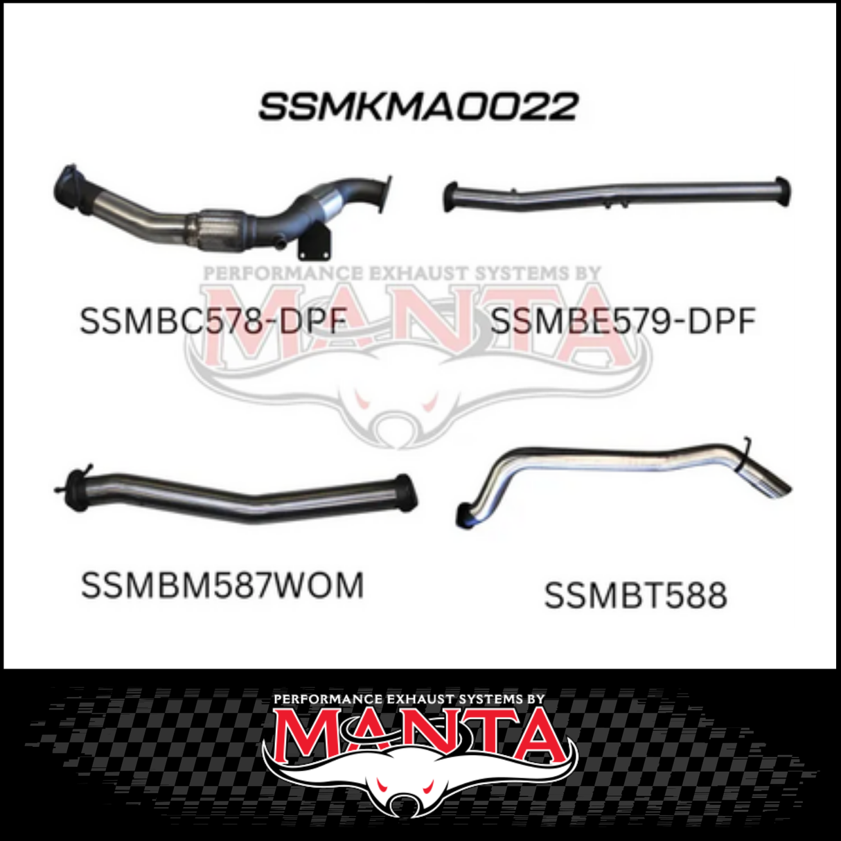 MANTA 3" TURBO BACK EXHAUST SYSTEM (DPF DELETE) FITS MAZDA BT-50 UR 3.2L TD 5CYL 2016-2020 - CAT/HOTDOG (MKMA0021)
