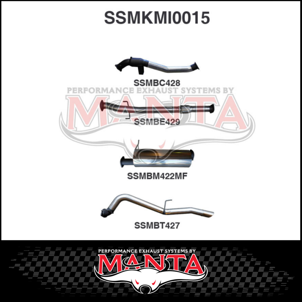 MANTA 3" STAINLESS STEEL TURBO BACK EXHAUST SYSTEM (DPF DELETE) FITS MITSUBISHI TRITON MQ MR 2.4L 4N15 3/2015-12/2023 - NO CAT/MUFFLER (SSMKMI0018)