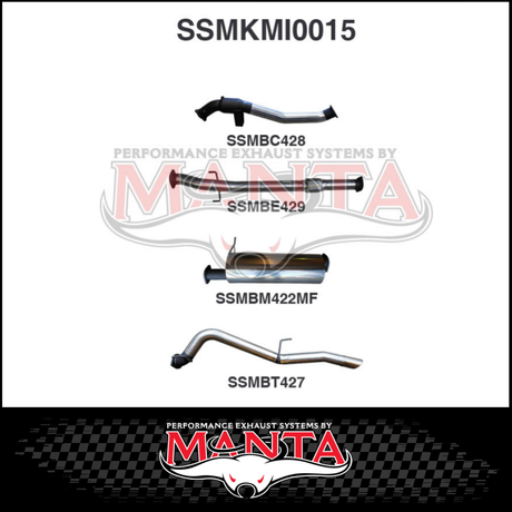 MANTA 3" STAINLESS STEEL TURBO BACK EXHAUST SYSTEM (DPF DELETE) FITS MITSUBISHI TRITON MQ MR 2.4L 4N15 3/2015-12/2023 - NO CAT/MUFFLER (SSMKMI0018)