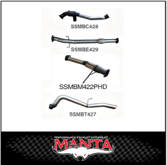 MANTA 3" STAINLESS STEEL TURBO BACK EXHAUST SYSTEM (DPF DELETE) FITS MITSUBISHI TRITON MQ MR 2.4L 4N15 3/2015-12/2023 - NO CAT/MUFFLER (SSMKMI0018)