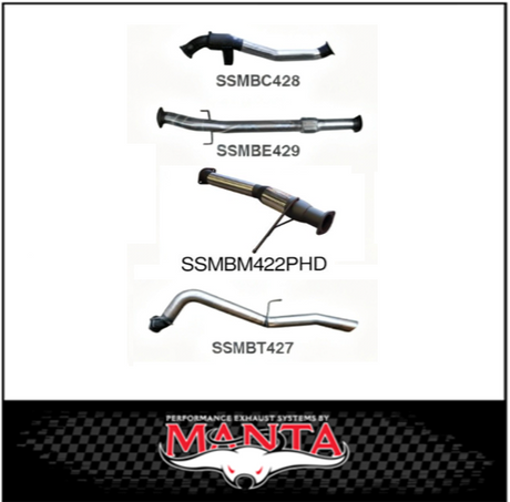 MANTA 3" STAINLESS STEEL TURBO BACK EXHAUST SYSTEM (DPF DELETE) FITS MITSUBISHI TRITON MQ MR 2.4L 4N15 3/2015-12/2023 - NO CAT/MUFFLER (SSMKMI0018)