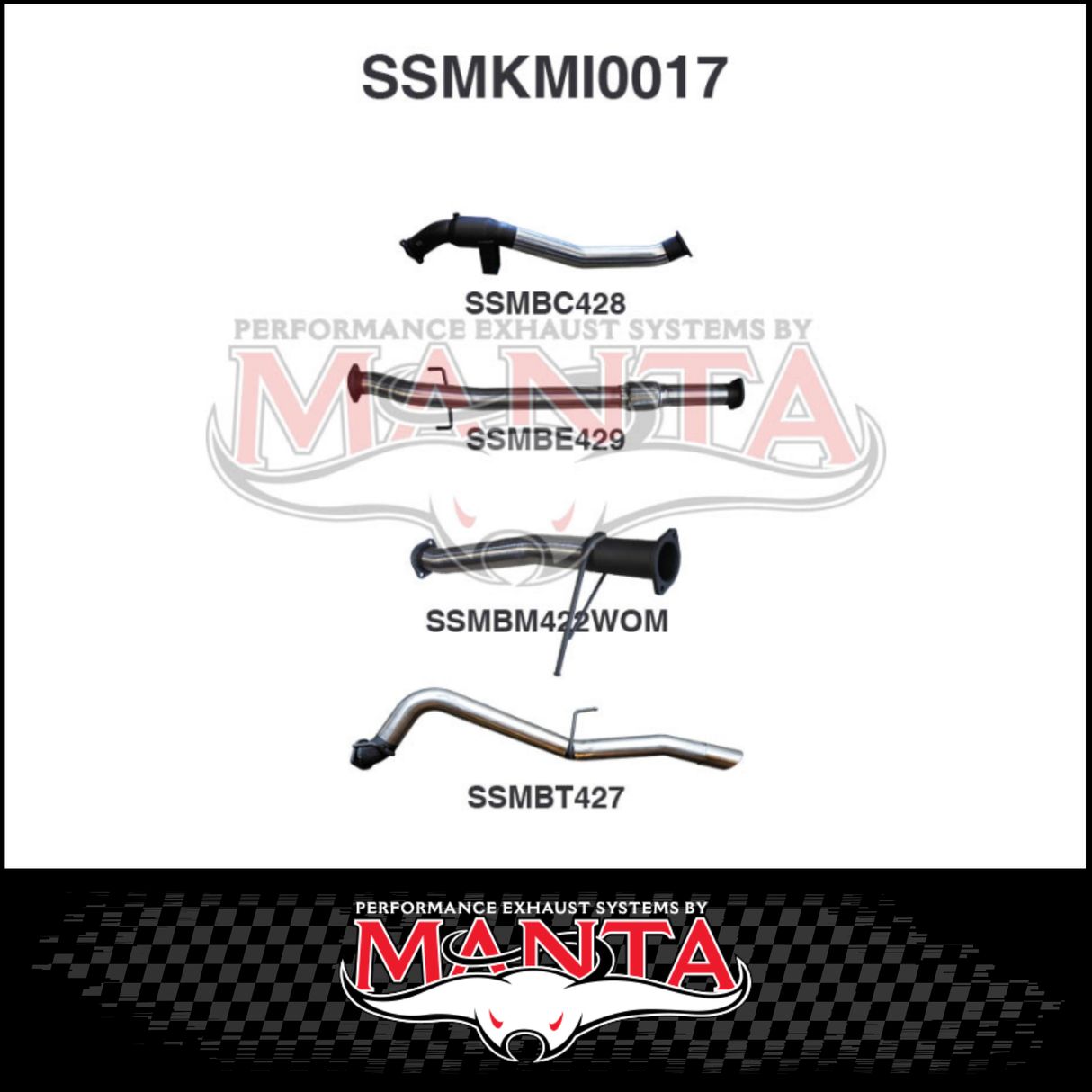 MANTA 3" STAINLESS STEEL TURBO BACK EXHAUST SYSTEM (DPF DELETE) FITS MITSUBISHI TRITON MQ MR 2.4L 4N15 3/2015-12/2023 - NO CAT/MUFFLER (SSMKMI0018)