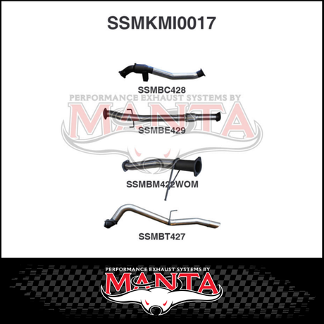 MANTA 3" STAINLESS STEEL TURBO BACK EXHAUST SYSTEM (DPF DELETE) FITS MITSUBISHI TRITON MQ MR 2.4L 4N15 3/2015-12/2023 - NO CAT/MUFFLER (SSMKMI0018)