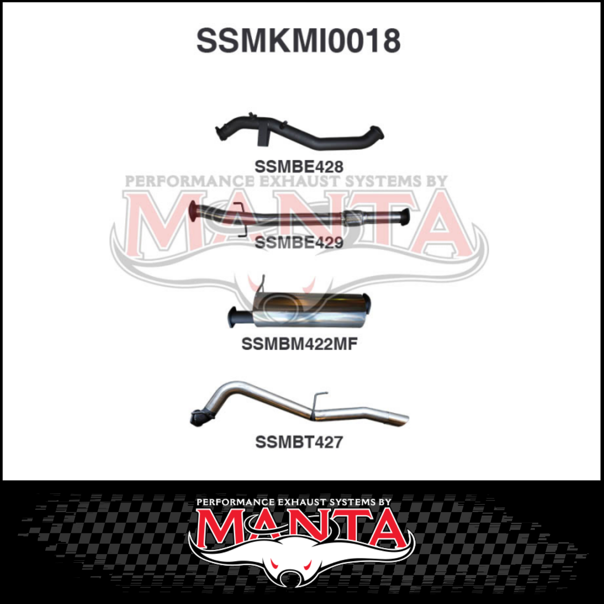MANTA 3" STAINLESS STEEL TURBO BACK EXHAUST SYSTEM (DPF DELETE) FITS MITSUBISHI TRITON MQ MR 2.4L 4N15 3/2015-12/2023 - NO CAT/MUFFLER (SSMKMI0018)