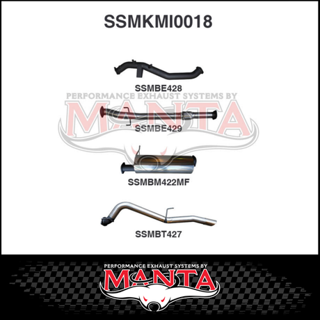 MANTA 3" STAINLESS STEEL TURBO BACK EXHAUST SYSTEM (DPF DELETE) FITS MITSUBISHI TRITON MQ MR 2.4L 4N15 3/2015-12/2023 - NO CAT/MUFFLER (SSMKMI0018)