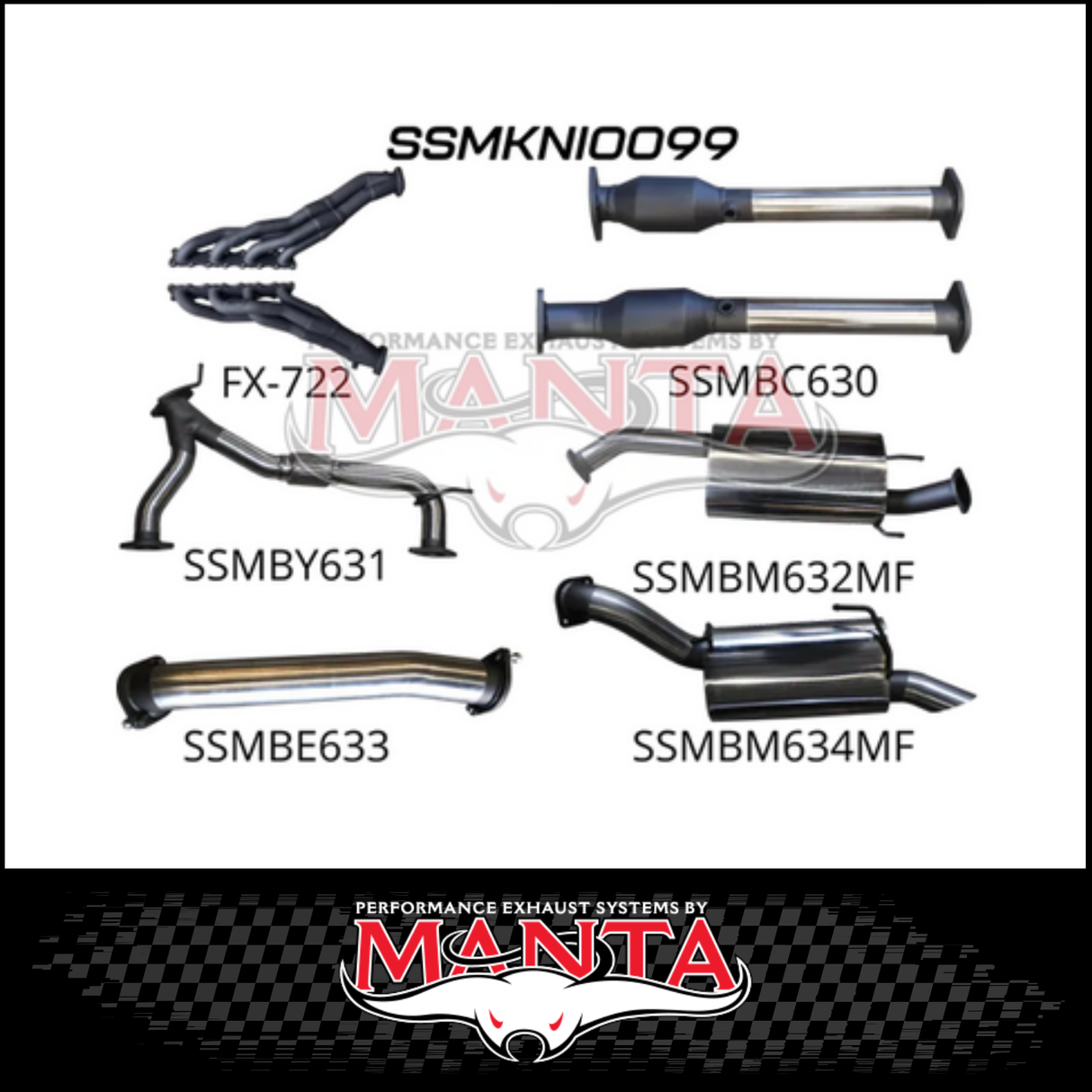 MANTA 3" STAINLESS STEEL COMPLETE ENGINE BACK EXHAUST SYSTEM FITS NISSAN PATROL Y62 5.6L V8 2012-ON - MEDIUM MUFFLER (SSMKNI0110)