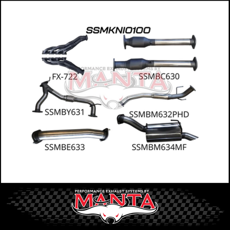 MANTA 3" STAINLESS STEEL COMPLETE ENGINE BACK EXHAUST SYSTEM FITS NISSAN PATROL Y62 5.6L V8 2012-ON - MEDIUM MUFFLER (SSMKNI0110)