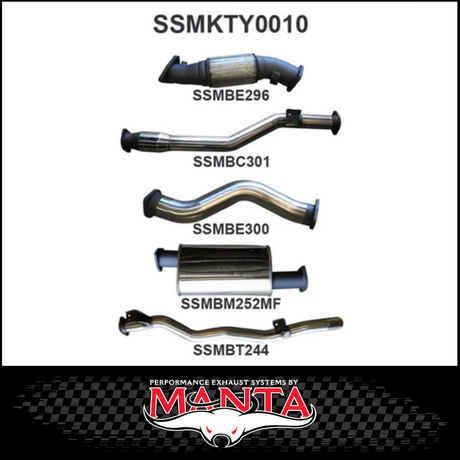 MANTA 3" STAINLESS STEEL TURBO BACK EXHAUST SYSTEM FITS TOYOTA LANDCRUISER VDJ79R 4.5L V8 DUAL CAB 2012-2016 - CAT/HOTDOG (SSMKTY0011)