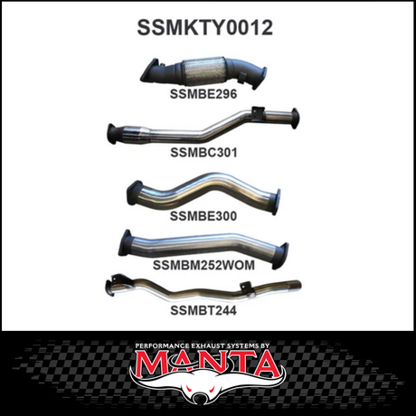 MANTA 3" STAINLESS STEEL TURBO BACK EXHAUST SYSTEM FITS TOYOTA LANDCRUISER VDJ79R 4.5L V8 DUAL CAB 2012-2016 - CAT/HOTDOG (SSMKTY0011)
