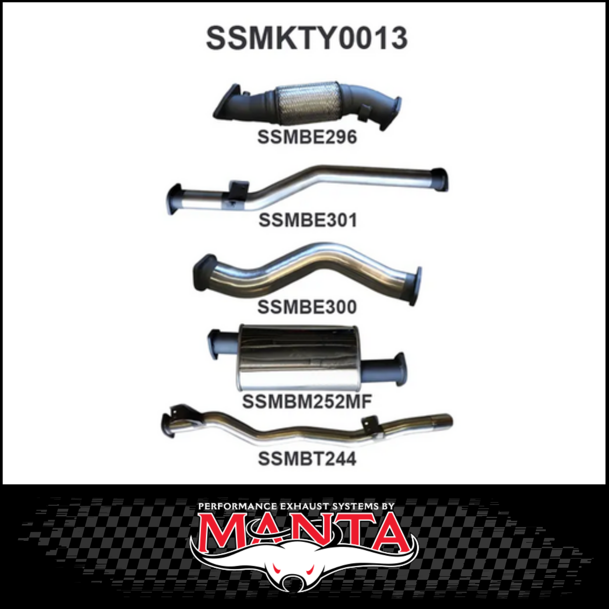MANTA 3" STAINLESS STEEL TURBO BACK EXHAUST SYSTEM FITS TOYOTA LANDCRUISER VDJ79R 4.5L V8 DUAL CAB 2012-2016 - CAT/HOTDOG (SSMKTY0011)