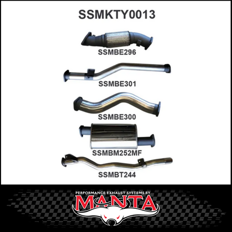 MANTA 3" STAINLESS STEEL TURBO BACK EXHAUST SYSTEM FITS TOYOTA LANDCRUISER VDJ79R 4.5L V8 DUAL CAB 2012-2016 - CAT/HOTDOG (SSMKTY0011)