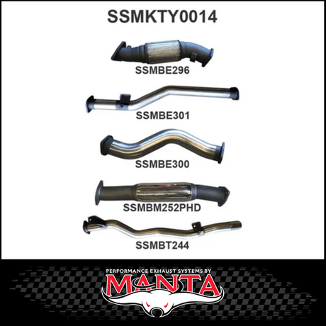 MANTA 3" STAINLESS STEEL TURBO BACK EXHAUST SYSTEM FITS TOYOTA LANDCRUISER VDJ79R 4.5L V8 DUAL CAB 2012-2016 - CAT/HOTDOG (SSMKTY0011)