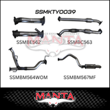MANTA 2.5" TWIN INTO 3" TURBO BACK EXHAUST SYSTEM FITS TOYOTA LANDCRUISER VDJ200R 2007-2015 - CATS/NO MUFFLERS (MKTY0041)