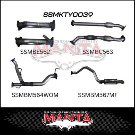 MANTA 2.5" TWIN INTO 3" TURBO BACK EXHAUST SYSTEM FITS TOYOTA LANDCRUISER VDJ200R 2007-2015 - CATS/NO MUFFLERS (MKTY0041)