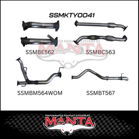 MANTA 2.5" TWIN INTO 3" TURBO BACK EXHAUST SYSTEM FITS TOYOTA LANDCRUISER VDJ200R 2007-2015 - CATS/NO MUFFLERS (MKTY0041)