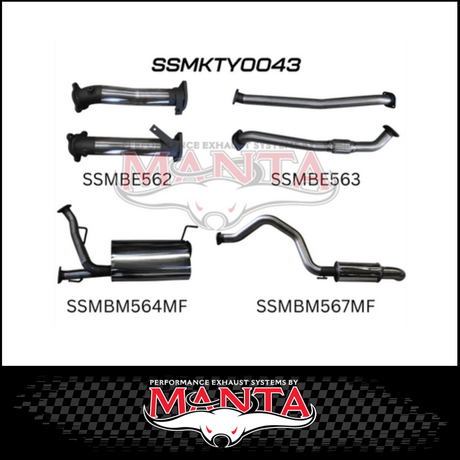 MANTA 2.5" TWIN INTO 3" TURBO BACK EXHAUST SYSTEM FITS TOYOTA LANDCRUISER VDJ200R 2007-2015 - CATS/NO MUFFLERS (MKTY0041)