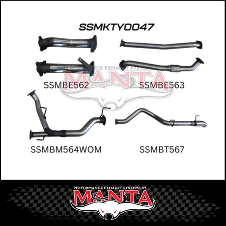 MANTA 2.5" TWIN INTO 3" TURBO BACK EXHAUST SYSTEM FITS TOYOTA LANDCRUISER VDJ200R 2007-2015 - CATS/NO MUFFLERS (MKTY0041)