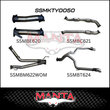 MANTA 3" TWIN TURBO BACK EXHAUST SYSTEM (L & R EXIT) FITS TOYOTA LANDCRUISER VDJ200R 2007-2015 - CATS/NO MUFFLER (MKTY0050)