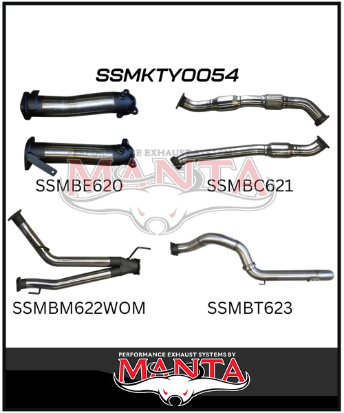 MANTA 3" TWIN INTO SINGLE 4" STAINLESS STEEL TURBO BACK EXHAUST SYSTEM FITS TOYOTA LANDCRUISER VDJ200R 2007-2015 - NO CATS/1 MUFFLER (SSMKTY0055)