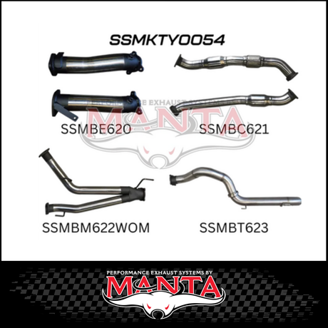 MANTA 3" TWIN INTO SINGLE 4" STAINLESS STEEL TURBO BACK EXHAUST SYSTEM FITS TOYOTA LANDCRUISER VDJ200R 2007-2015 - NO CATS/1 MUFFLER (SSMKTY0055)