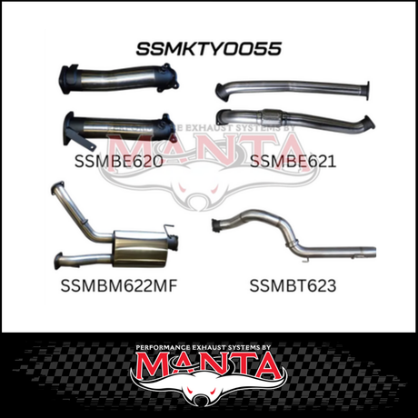 MANTA 3" TWIN INTO SINGLE 4" STAINLESS STEEL TURBO BACK EXHAUST SYSTEM FITS TOYOTA LANDCRUISER VDJ200R 2007-2015 - NO CATS/1 MUFFLER (SSMKTY0055)