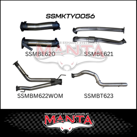 MANTA 3" TWIN INTO SINGLE 4" STAINLESS STEEL TURBO BACK EXHAUST SYSTEM FITS TOYOTA LANDCRUISER VDJ200R 2007-2015 - NO CATS/1 MUFFLER (SSMKTY0055)