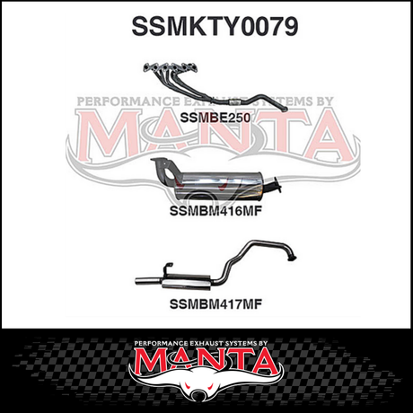 MANTA STAINLESS STEEL EXTRACTORS & 2.5"  EXHAUST SYSTEM FITS TOYOTA LANDCRUISER HZJ105R 4.2L 1HZ 1998-2007 (SSMKTY0079)