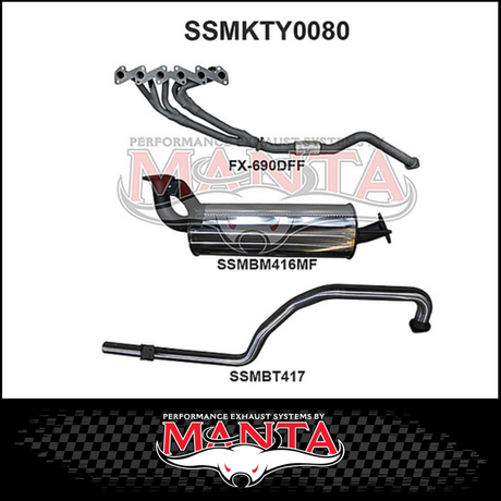 MANTA STAINLESS STEEL EXTRACTORS & 2.5"  EXHAUST SYSTEM FITS TOYOTA LANDCRUISER HZJ105R 4.2L 1HZ 1998-2007 (SSMKTY0079)