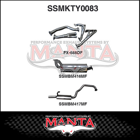 MANTA STAINLESS STEEL EXTRACTORS & 2.5"  EXHAUST SYSTEM FITS TOYOTA LANDCRUISER FZJ105R 4.5L 1FZ 1998-2002 (SSMKTY0083)