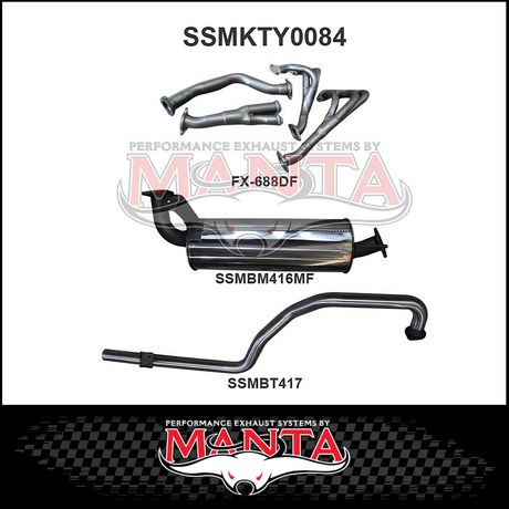 MANTA STAINLESS STEEL EXTRACTORS & 2.5"  EXHAUST SYSTEM FITS TOYOTA LANDCRUISER FZJ105R 4.5L 1FZ 1998-2002 (SSMKTY0084)