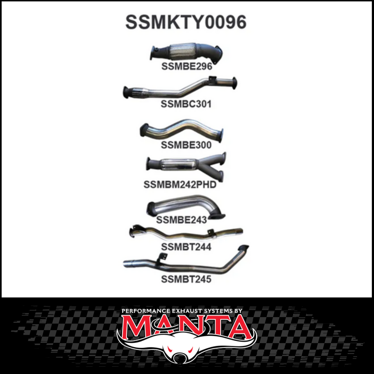 MANTA 3" TWIN TURBO BACK EXHAUST SYSTEM FITS TOYOTA LANDCRUISER VDJ79R 4.5L V8 DUAL CAB 2012-2016 - CAT/NO MUFFLER (SSMKTY0120)