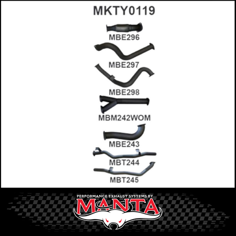 MANTA 3" TWIN STAINLESS STEEL TURBO BACK EXHAUST SYSTEM FITS TOYOTA LANDCRUISER VDJ79R 4.5L V8 SINGLE CAB 2007-2016 - NO CAT/HOTDOG (SSMKTY0095)