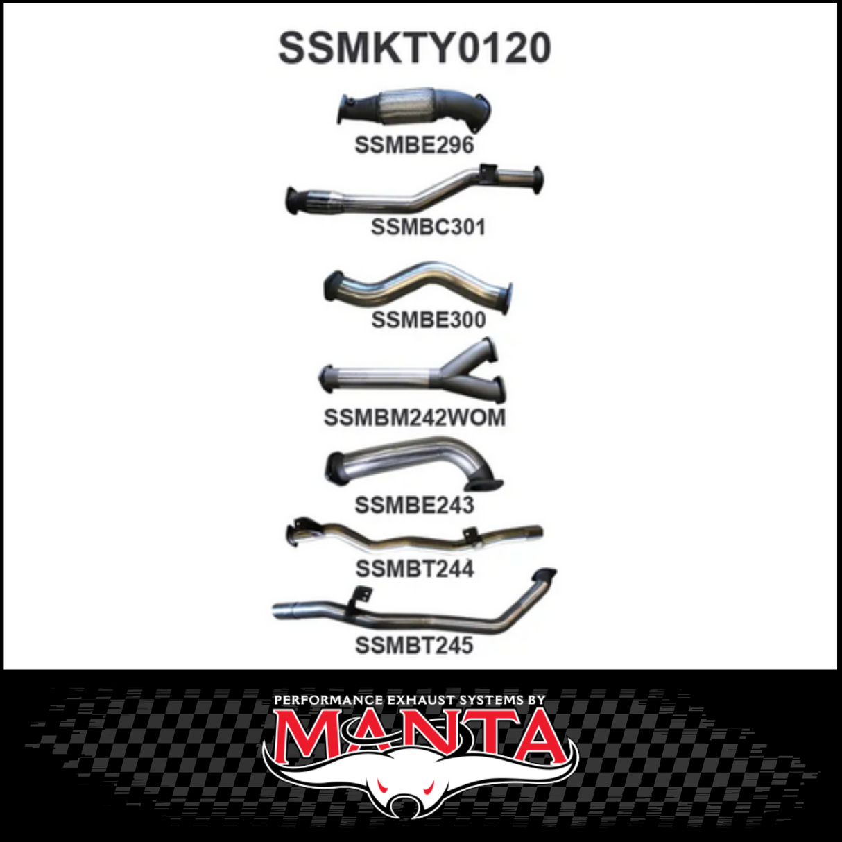 MANTA 3" TWIN TURBO BACK EXHAUST SYSTEM FITS TOYOTA LANDCRUISER VDJ79R 4.5L V8 DUAL CAB 2012-2016 - CAT/NO MUFFLER (SSMKTY0120)