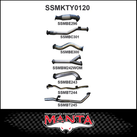 MANTA 3" TWIN TURBO BACK EXHAUST SYSTEM FITS TOYOTA LANDCRUISER VDJ79R 4.5L V8 DUAL CAB 2012-2016 - CAT/NO MUFFLER (SSMKTY0120)