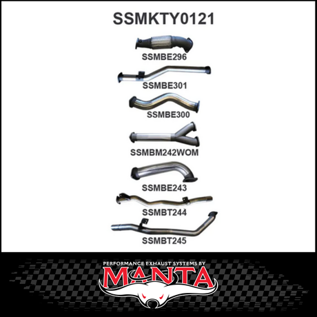 MANTA 3" TWIN TURBO BACK EXHAUST SYSTEM FITS TOYOTA LANDCRUISER VDJ79R 4.5L V8 DUAL CAB 2012-2016 - CAT/NO MUFFLER (SSMKTY0120)