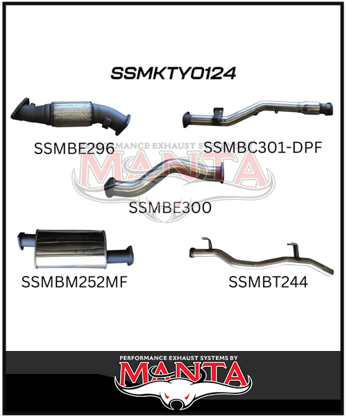 MANTA 3" TURBO BACK EXHAUST SYSTEM (DPF DELETE) FITS TOYOTA LANDCRUISER VDJ79R 4.5L V8 2016-2025