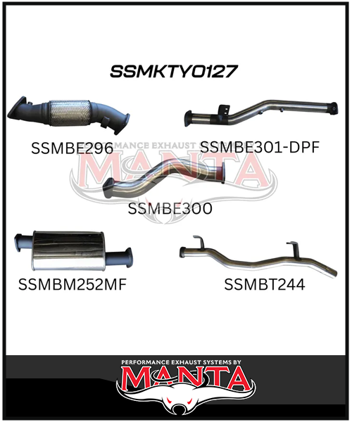 MANTA 3" TURBO BACK EXHAUST SYSTEM (DPF DELETE) FITS TOYOTA LANDCRUISER VDJ79R 4.5L V8 2016-2025