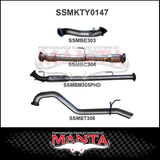 MANTA 3" STAINLESS STEEL TURBO BACK EXHAUST SYSTEM FITS TOYOTA HILUX KUN26R N70 3.0L 4CYL 2005-2015 - NO CAT/MUFFLER (SSMKTY0003)