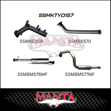 MANTA STAINLESS STEEL 3" TURBO BACK EXHAUST (CAT/MUFFLER) FITS TOYOTA PRADO GDJ150R 2.8L 6/2015-ON (SSMKTY0156)