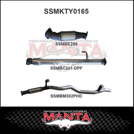 MANTA 3" STAINLESS STEEL TURBO BACK EXHAUST SYSTEM FITS TOYOTA LANDCRUISER VDJ76R 4.5L V8 WAGON 2016-2025 - CAT/PIPE ONLY (SSMKTY0166)
