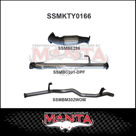 MANTA 3" STAINLESS STEEL TURBO BACK EXHAUST SYSTEM FITS TOYOTA LANDCRUISER VDJ76R 4.5L V8 WAGON 2016-2025 - CAT/PIPE ONLY (SSMKTY0166)