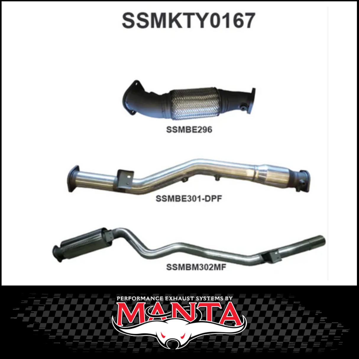 MANTA 3" STAINLESS STEEL TURBO BACK EXHAUST SYSTEM FITS TOYOTA LANDCRUISER VDJ76R 4.5L V8 WAGON 2016-2025 - CAT/PIPE ONLY (SSMKTY0166)
