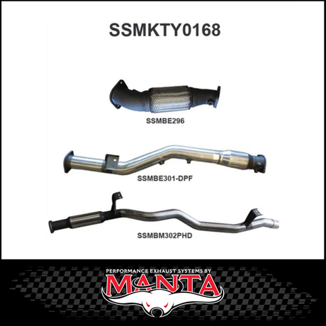 MANTA 3" STAINLESS STEEL TURBO BACK EXHAUST SYSTEM FITS TOYOTA LANDCRUISER VDJ76R 4.5L V8 WAGON 2016-2025 - CAT/PIPE ONLY (SSMKTY0166)