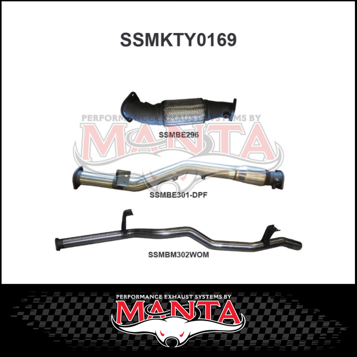 MANTA 3" STAINLESS STEEL TURBO BACK EXHAUST SYSTEM FITS TOYOTA LANDCRUISER VDJ76R 4.5L V8 WAGON 2016-2025 - CAT/PIPE ONLY (SSMKTY0166)
