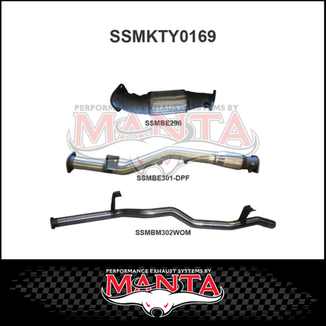 MANTA 3" STAINLESS STEEL TURBO BACK EXHAUST SYSTEM FITS TOYOTA LANDCRUISER VDJ76R 4.5L V8 WAGON 2016-2025 - CAT/PIPE ONLY (SSMKTY0166)